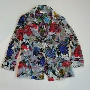 Floral x Butterfly white mesh Blazer